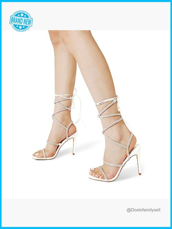 Strappy Gladiator Stilettos Square Toe Open Dressy Pumps Heeled Sandals main image 1